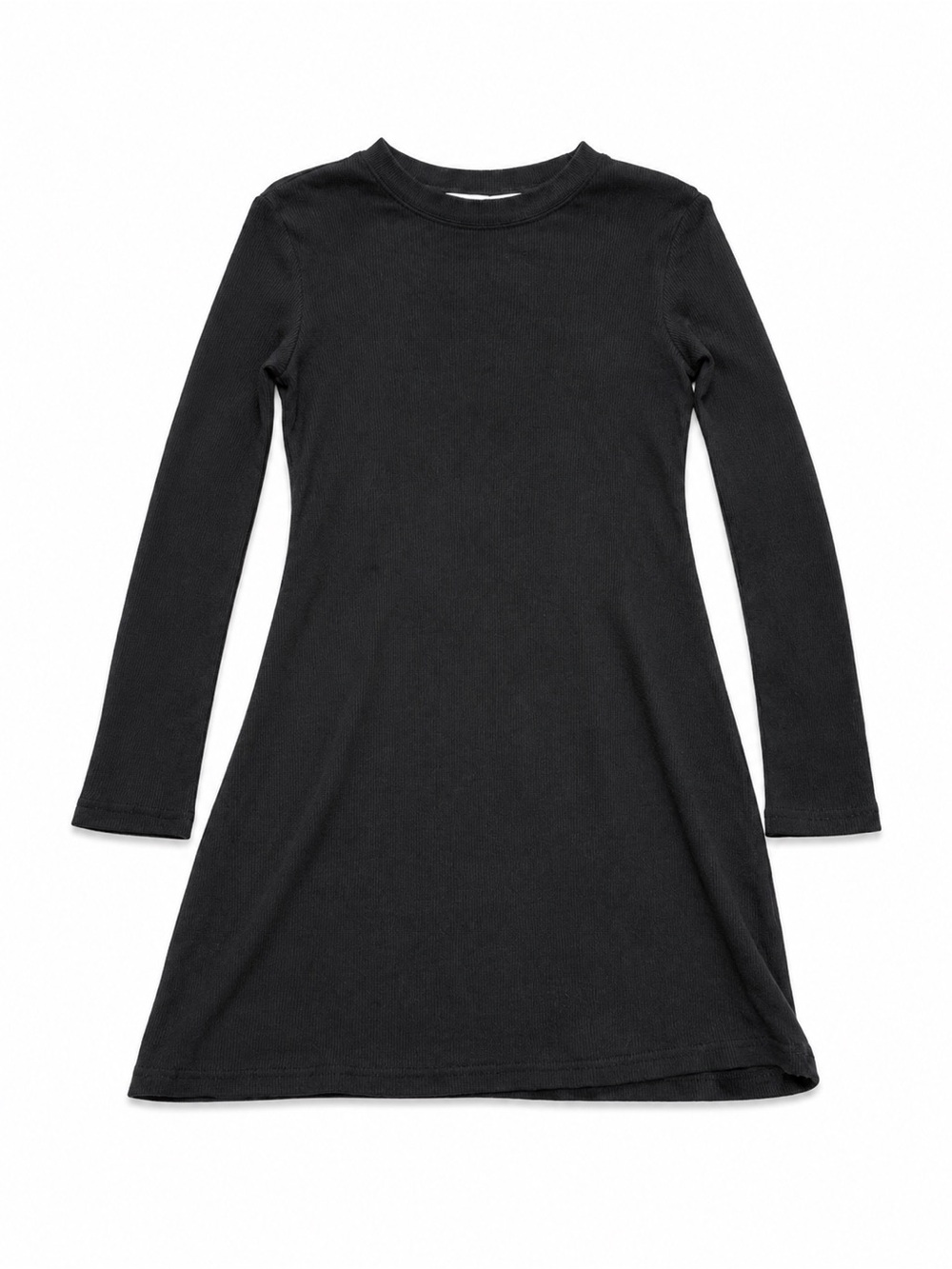 Z Supply Black Waffle Knit Long Sleeve Swing Dress Medium Casual Soft